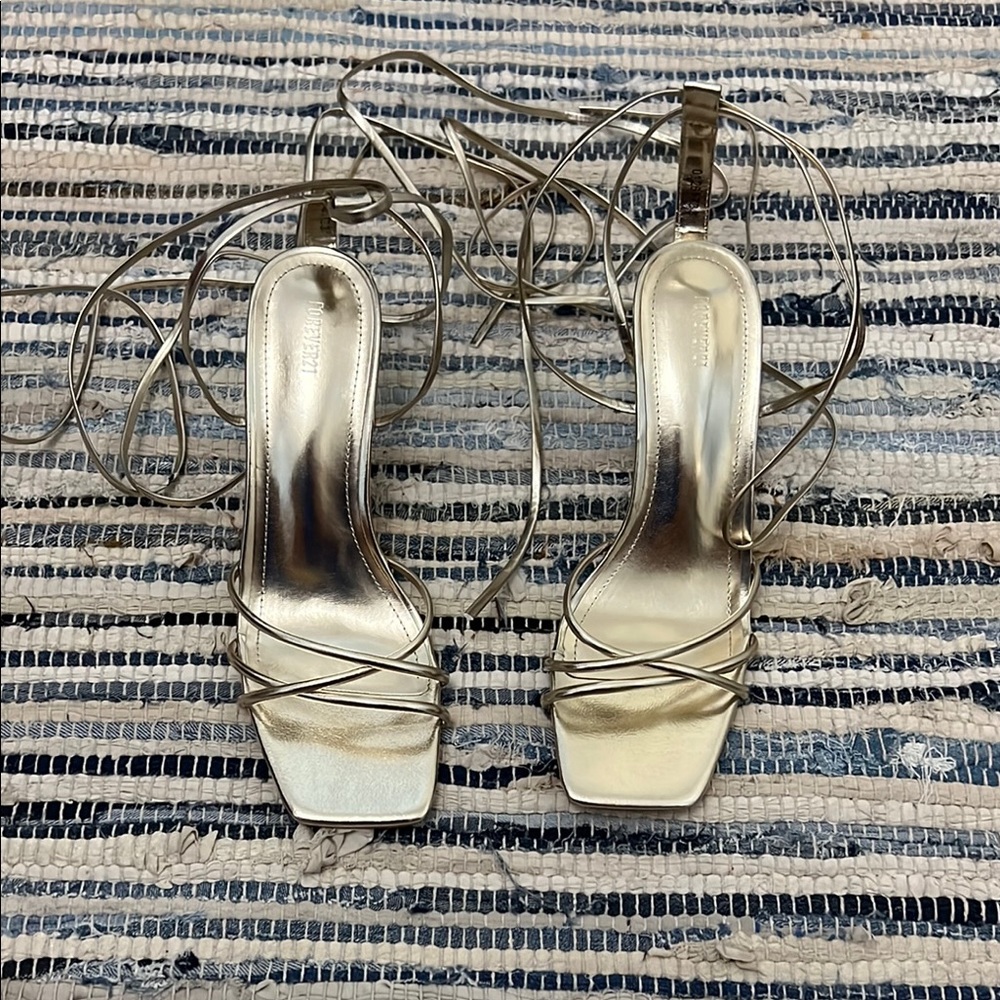 Women's Strappy Gold Heels